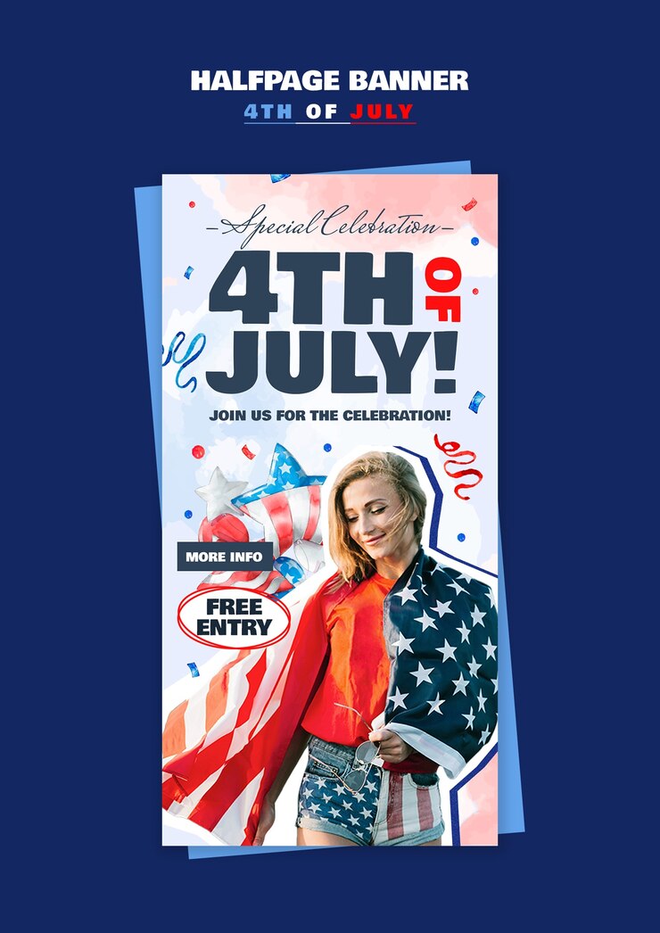 Free PSD 4th of july celebration flyer with free entry