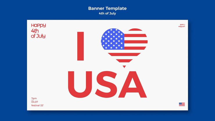 Free PSD 4th of july celebration horizontal banner template