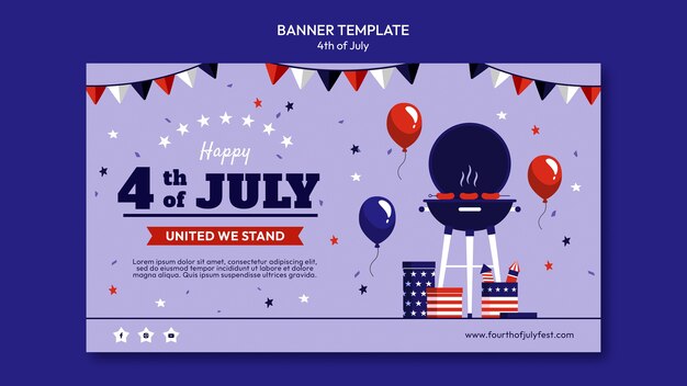 4th of july celebration horizontal banner template