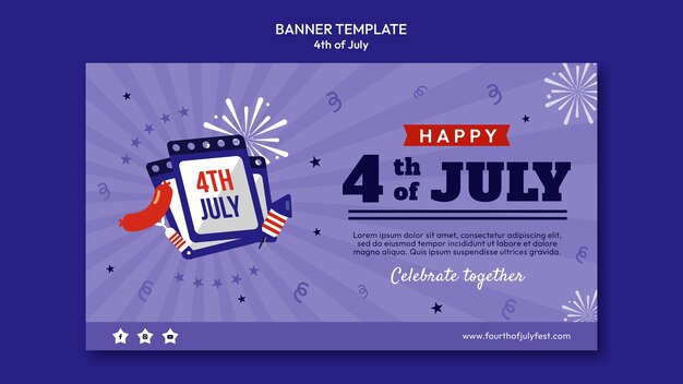 4th of july celebration horizontal banner template