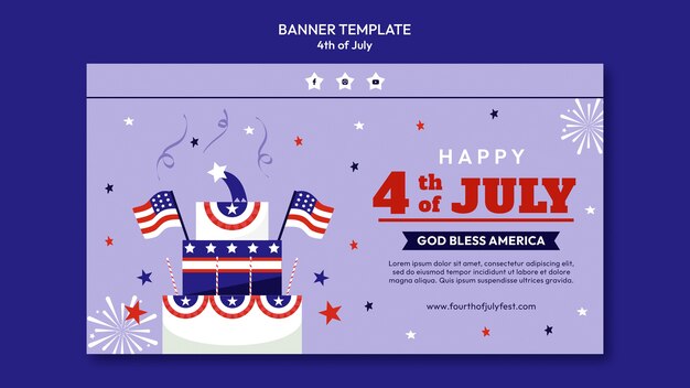 4th of july celebration horizontal banner template