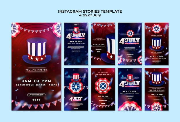 Free PSD 4th of july celebration instagram stories