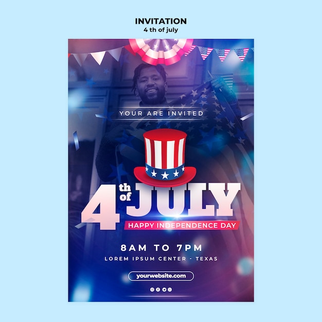 Free PSD 4th of july celebration invitation template