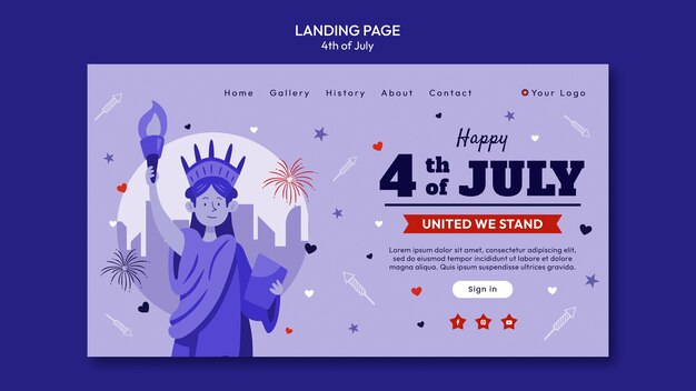 4th of july celebration landing page template