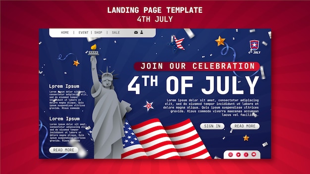 4th of July Celebration Landing Page Template – PSD Templates – Free PSD Download