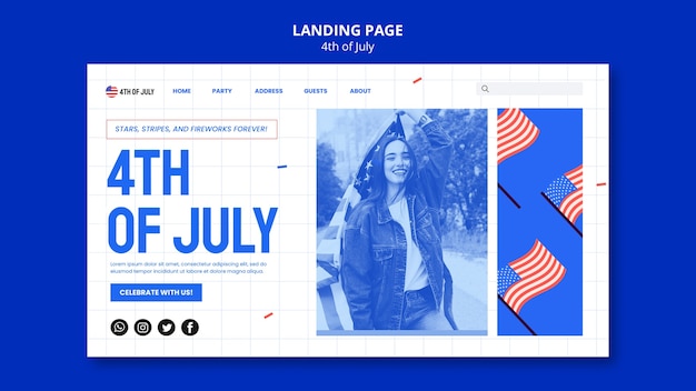 4th of july celebration landing page template
