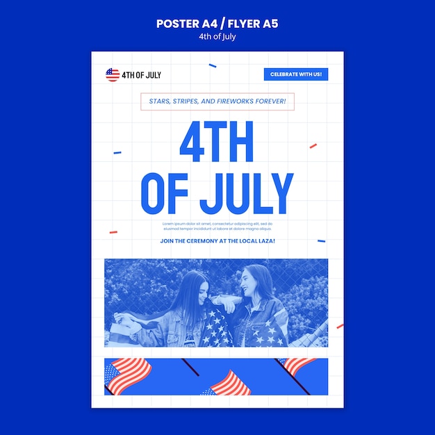 Free PSD 4th of july celebration poster template