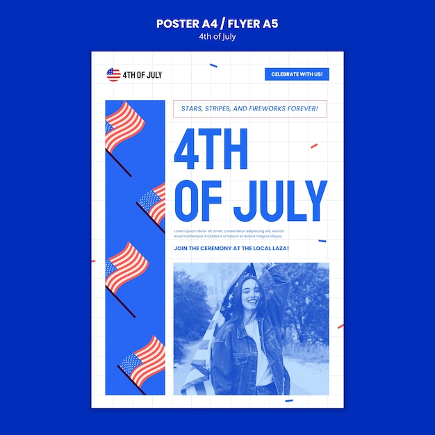 Free PSD 4th of july celebration poster template