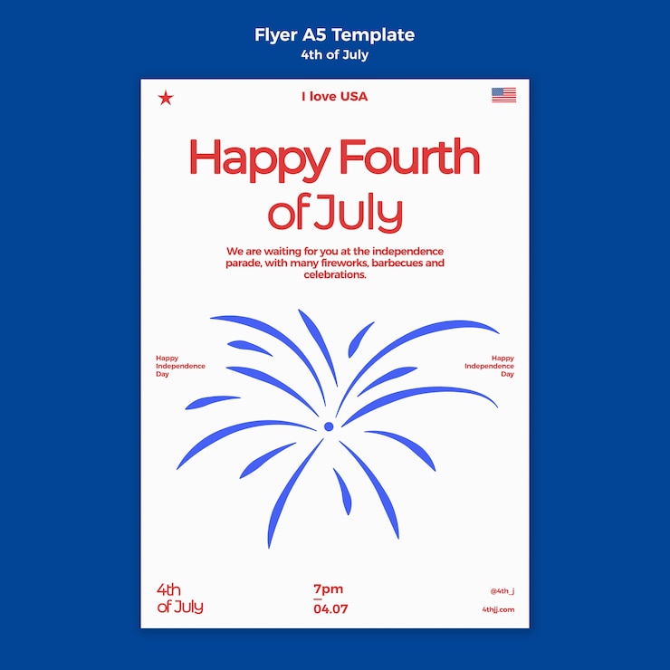 Free PSD 4th of july celebration vertical flyer template