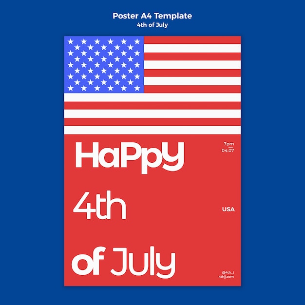 Free PSD 4th of july celebration vertical poster template