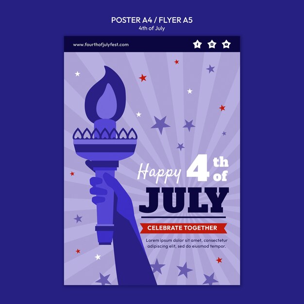 4th of july celebration vertical poster template