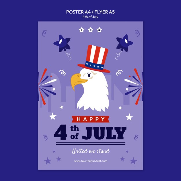 4th of july celebration vertical poster template