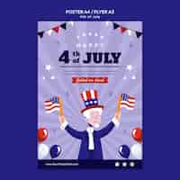 PSD gratuito modello di poster verticale per la celebrazione del 4 luglio