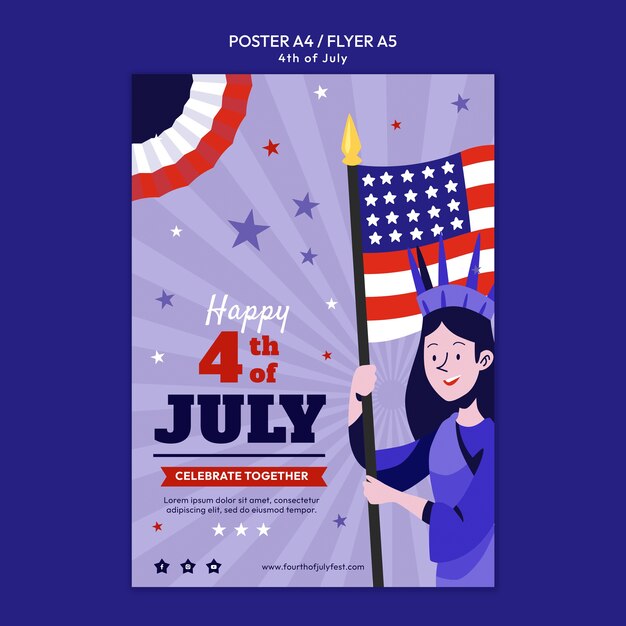 4th of july celebration vertical poster template