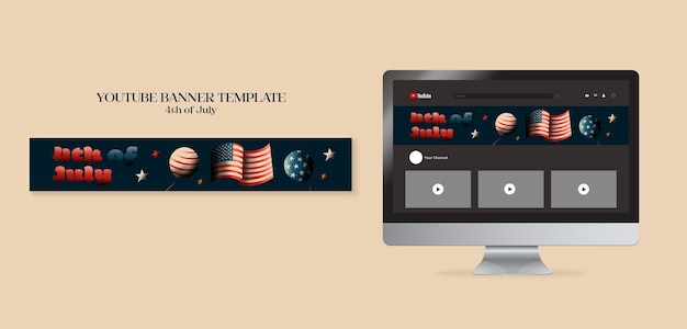 4th of July Celebration YouTube Banner – Free PSD Download