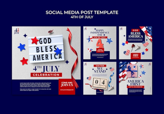 4th of July Instagram Post Design Template – Free Download