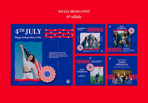 4th of july instagram posts template design