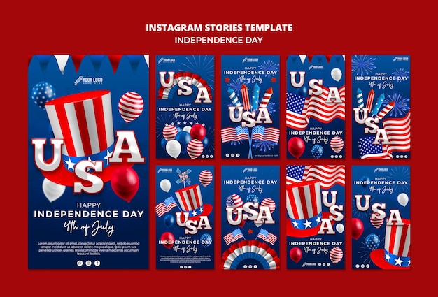 Free PSD 4th of july instagram stories template