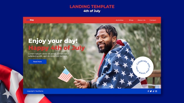 Free PSD 4th of july landing page design template