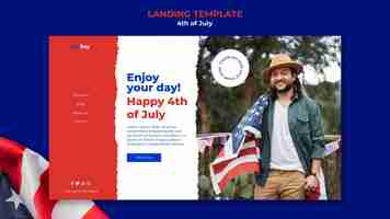 Free PSD 4th of july landing page design template