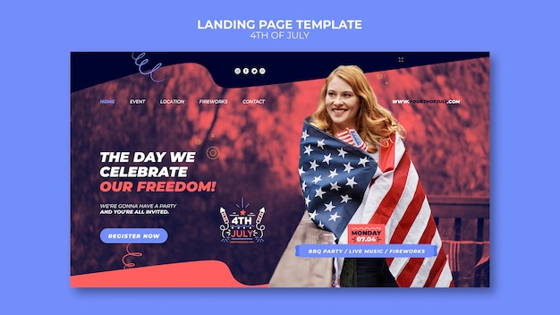 4th of july landing page template design