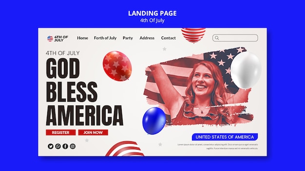 4th of july landing page template design