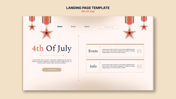 मुफ़्त PSD 4th of july landing page template design
