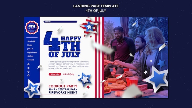 Free PSD 4th of july landing page template design