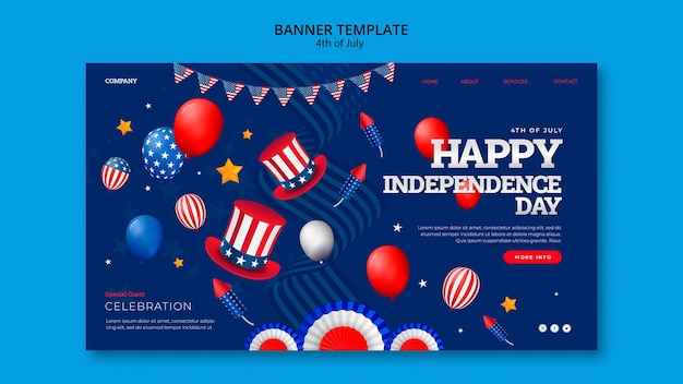 Free PSD 4th of july landing page template