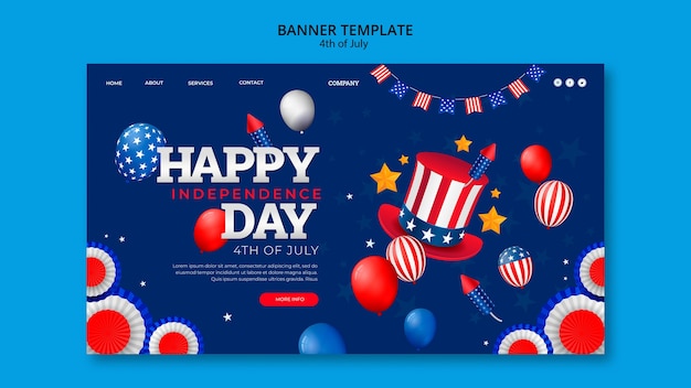 Free PSD 4th of july landing page template