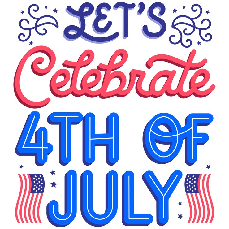 Free PSD 4th of july lettering