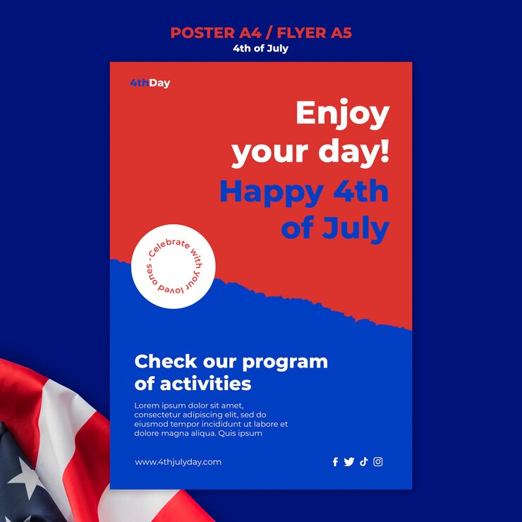 無料PSD 7月のポスターデザインテンプレートの4日