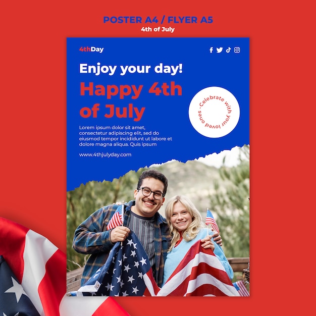 Free PSD 4th of july poster design template