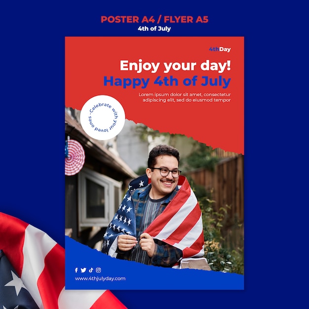 Free PSD 4th of july poster design template
