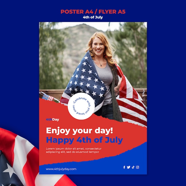 Free PSD 4th of july poster design template