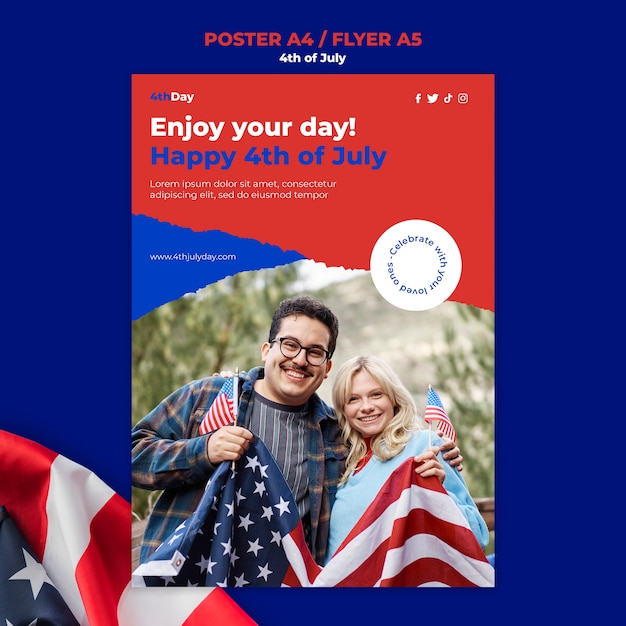 Free PSD 4th of july poster design template