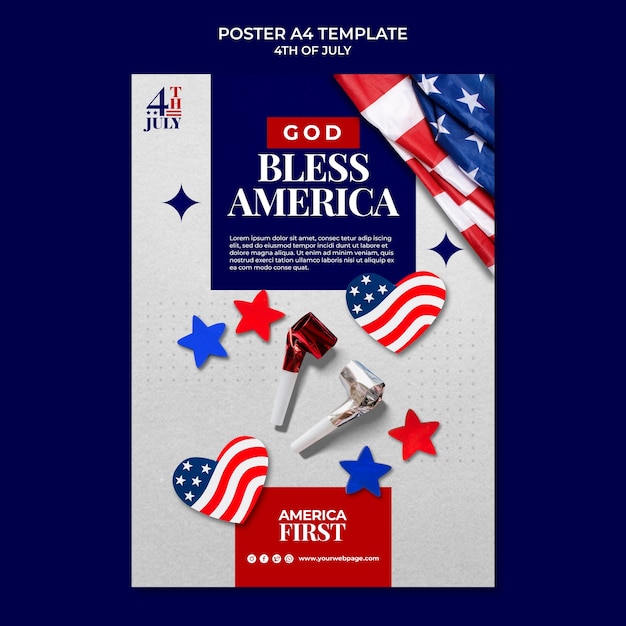 Free PSD 4th of july poster design template