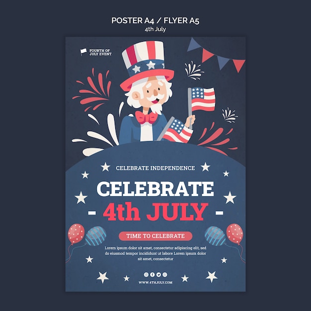 Free PSD 4th of july poster template design