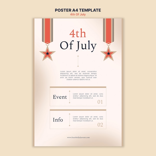 PSD gratuito progettazione del modello del poster del 4 luglio