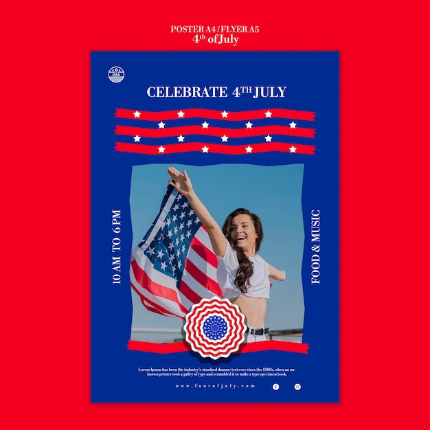 Free PSD 4th of july poster template design