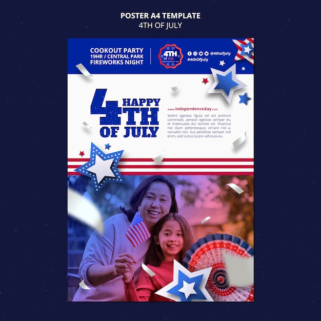 Free PSD 4th of july poster template design