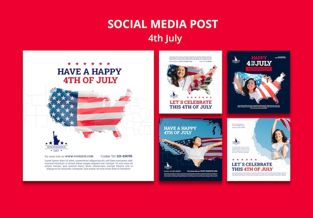 Free PSD 4th of july social media post