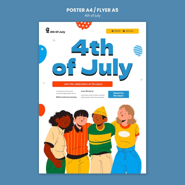 4th of July Template Design – Free PSD Download