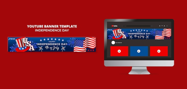 4th of july youtube banner template