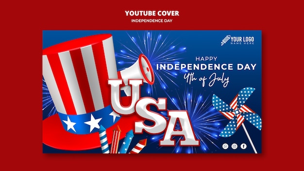 Free PSD 4th of july youtube cover template