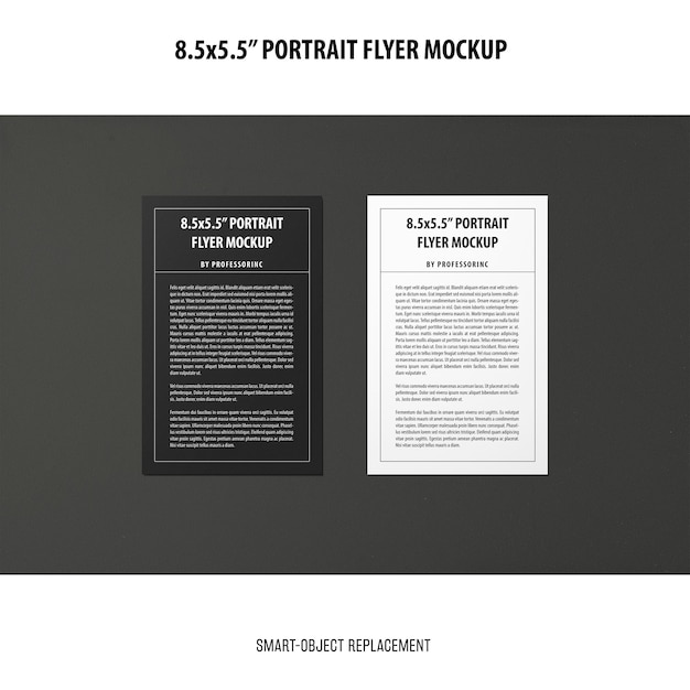 Free PSD 5.5x8.5'' portrait flyer mockup