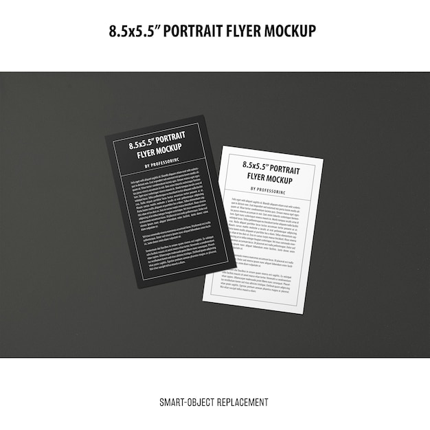 Free PSD 5.5x8.5'' portrait flyer mockup