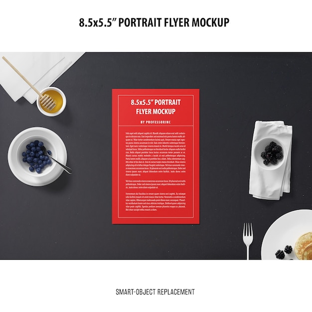 Free PSD 5.5x8.5'' portrait flyer mockup