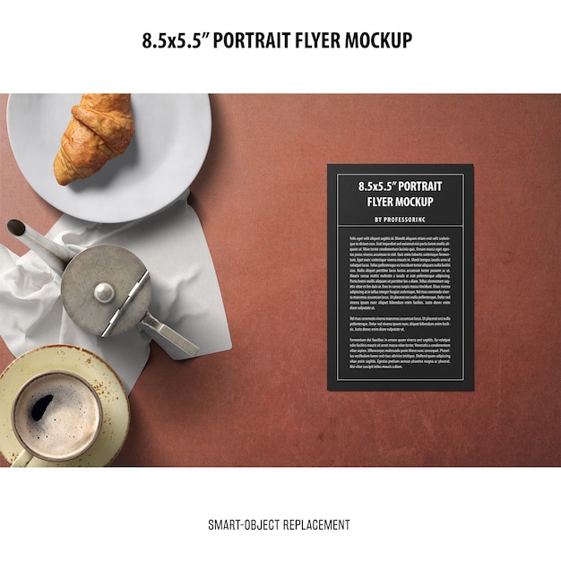 Free PSD 5.5x8.5'' portrait flyer mockup