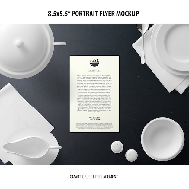 Free PSD 5.5x8.5'' portrait flyer mockup